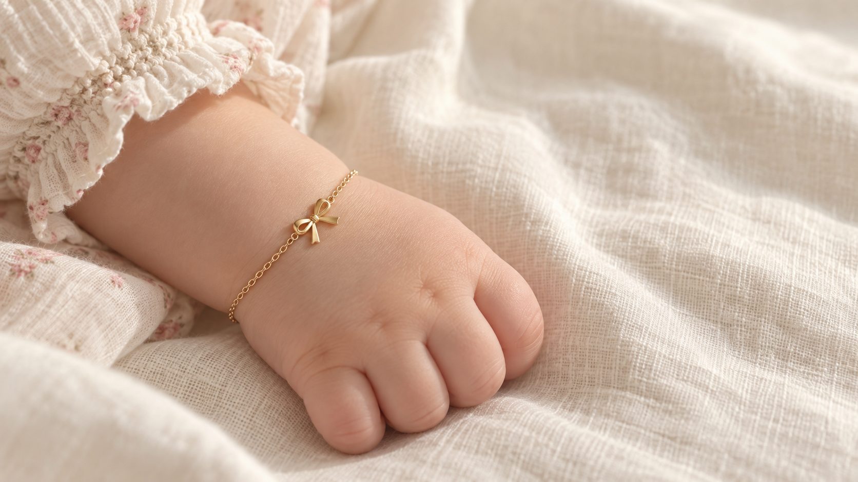 The Bow Bracelet on a baby's wrist