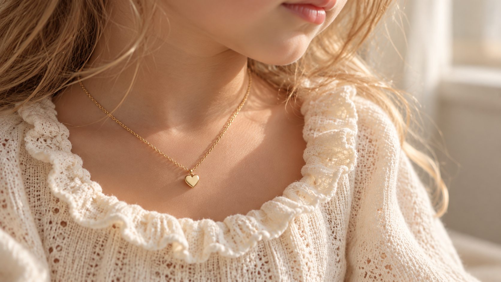 The Heart Necklace on a little girl
